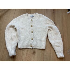 & Other Stories Paris Atelier Cream Bouclé Knit Cardigan - Size xs